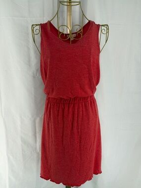 CHARMING CHARLIE Lettuce Edge Knit Sleeveless Casual Dress - Medium - Persimmon